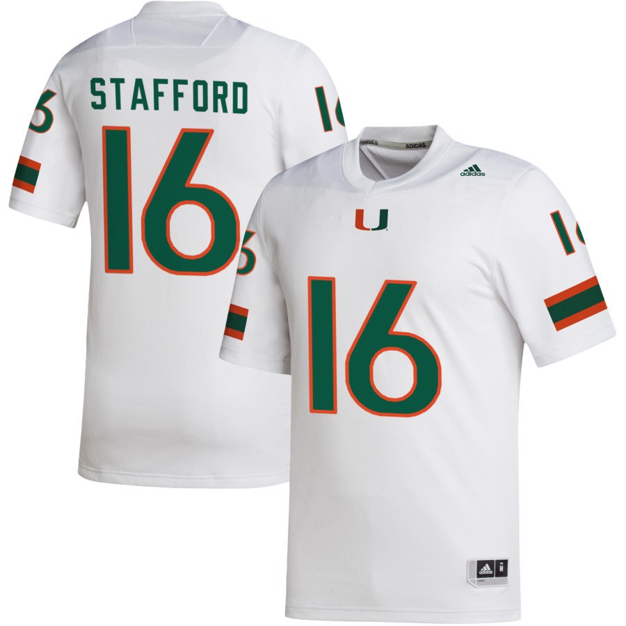 Robert Stafford Men's adidas White Miami Hurricanes Pick-A-Player NIL Replica Football Jersey