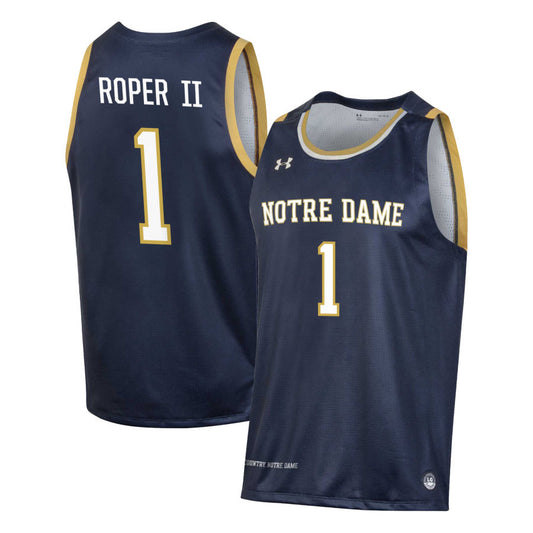 Julian Roper II Men's Under Armour Navy Notre Dame Fighting Irish Pick-A-Player NIL Men's Basketball Jersey