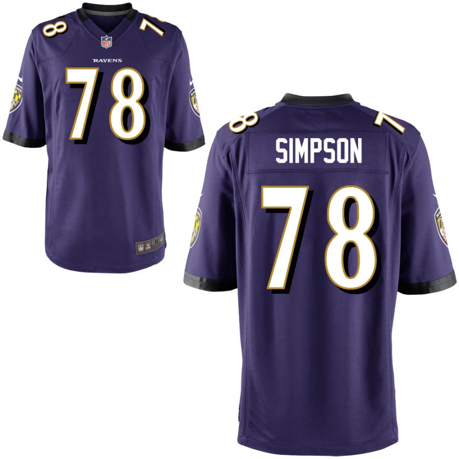 Darrell Simpson Youth Nike Purple Baltimore Ravens Custom Game Jersey