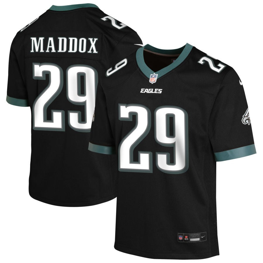 Avonte Maddox Youth Nike Black Philadelphia Eagles Alternate Custom Game Jersey