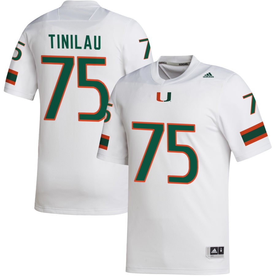 Frankie Tinilau Men's adidas White Miami Hurricanes Pick-A-Player NIL Replica Football Jersey