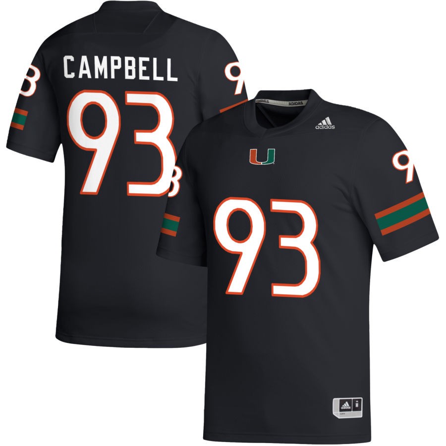 Anthony Campbell Men's adidas Black Miami Hurricanes Pick-A-Player NIL Replica Football Jersey