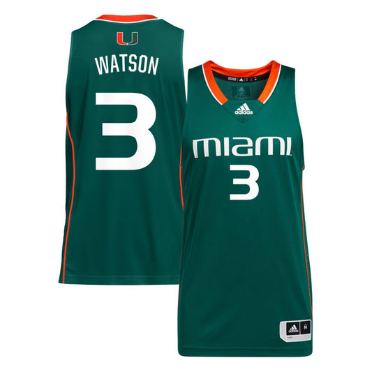 Christian Watson Unisex adidas Green Miami Hurricanes Pick-A-Player NIL Men's Basketball Jersey