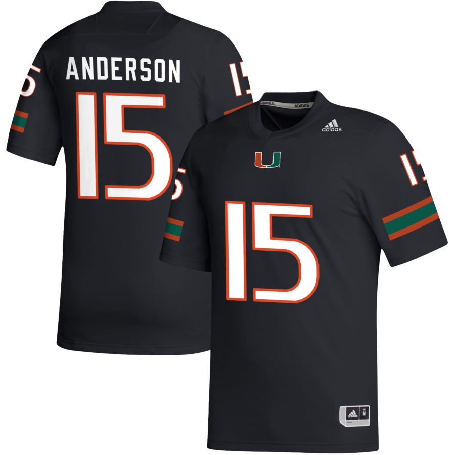 Judd Anderson Men's adidas Black Miami Hurricanes Pick-A-Player NIL Replica Football Jersey