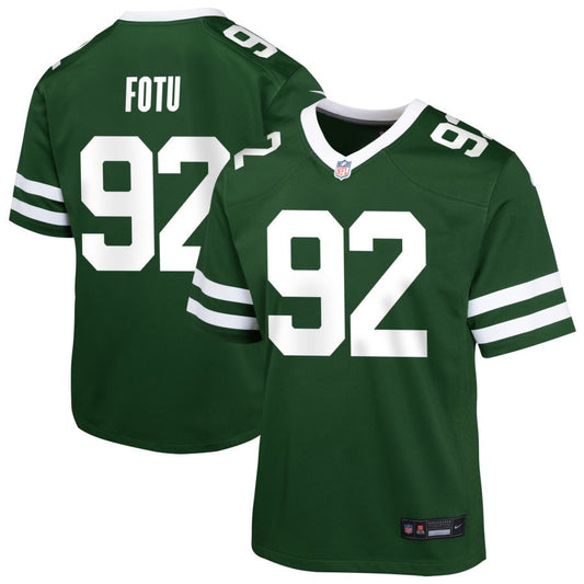 Leki Fotu Youth Nike  Legacy Green New York Jets Custom Game Jersey