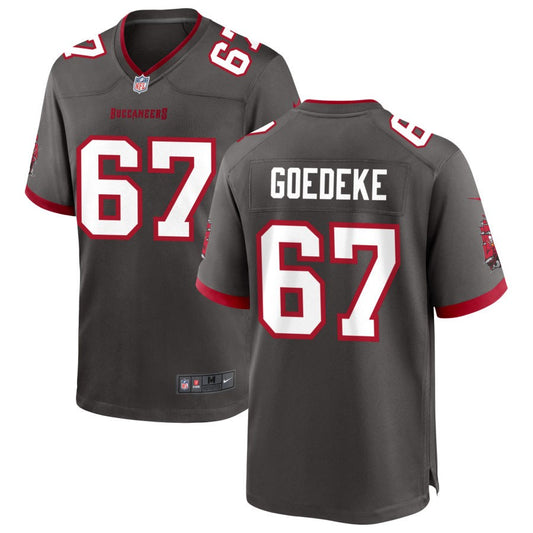 Luke Goedeke Men's Nike Pewter Tampa Bay Buccaneers Alternate Custom Game Jersey