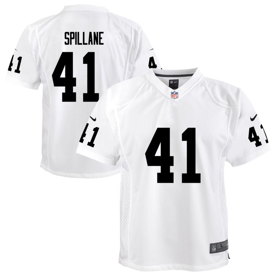 Robert Spillane Youth Nike White Las Vegas Raiders Team Custom Game Jersey