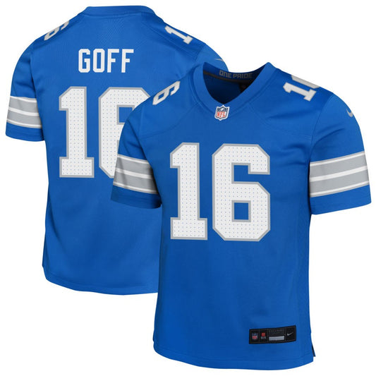 Jared Goff Youth Nike Blue Detroit Lions Custom Game Jersey