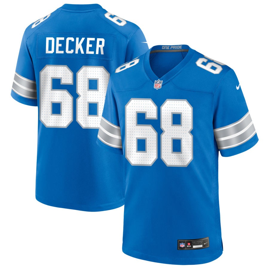 Taylor Decker Men's Nike  Blue Detroit Lions Custom Game Jersey