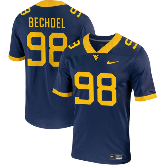 Leighton Bechdel Men's Nike Navy West Virginia Mountaineers Pick-A-Player NIL Replica Football Jersey