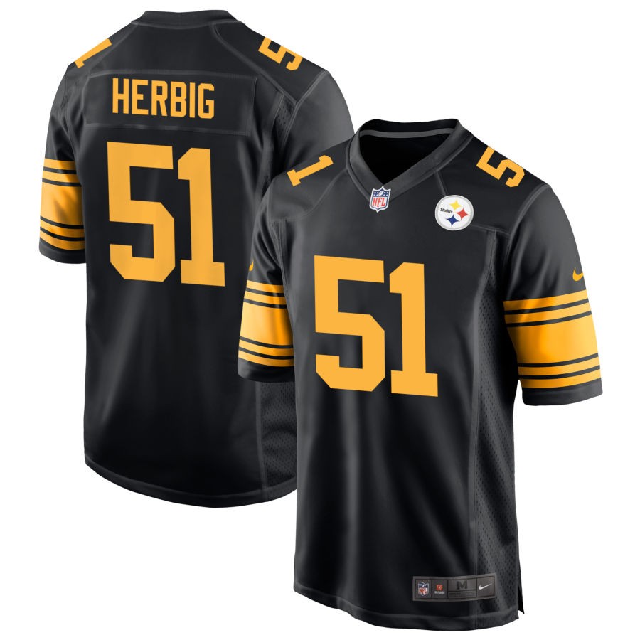 Nick Herbig Men's Nike  Black Pittsburgh Steelers Alternate Custom Game Jersey