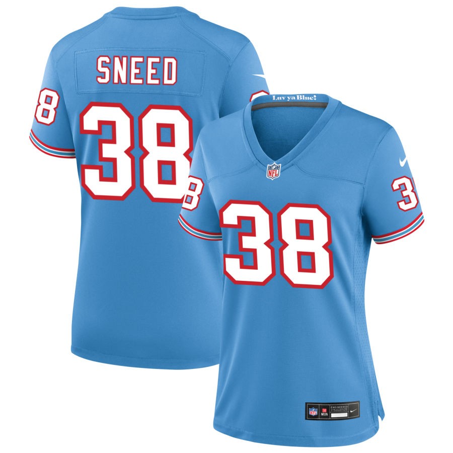 L'Jarius Sneed Women's Nike Light Blue Tennessee Titans Oilers Throwback Custom Game Jersey