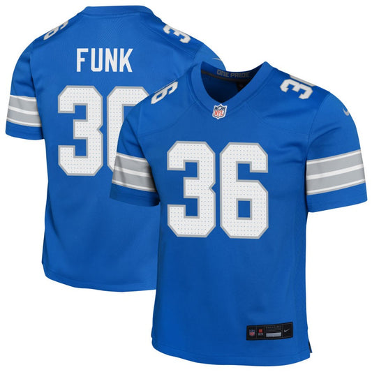 Jake Funk Youth Nike Blue Detroit Lions Custom Game Jersey