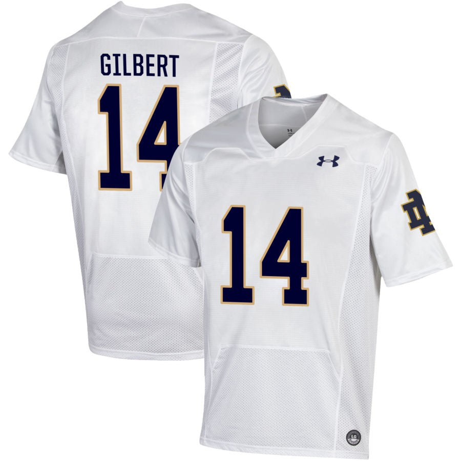 Micah Gilbert Men's Under Armour White Notre Dame Fighting Irish Pick-A-Player NIL Replica Football Jersey