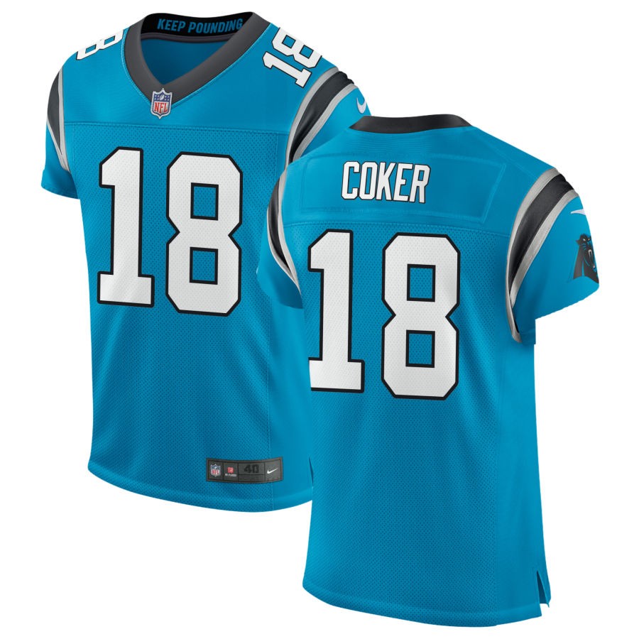 Jalen Coker Men's Nike Blue Carolina Panthers Classic Elite Custom Jersey