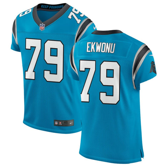 Ikem Ekwonu Men's Nike Blue Carolina Panthers Classic Elite Custom Jersey