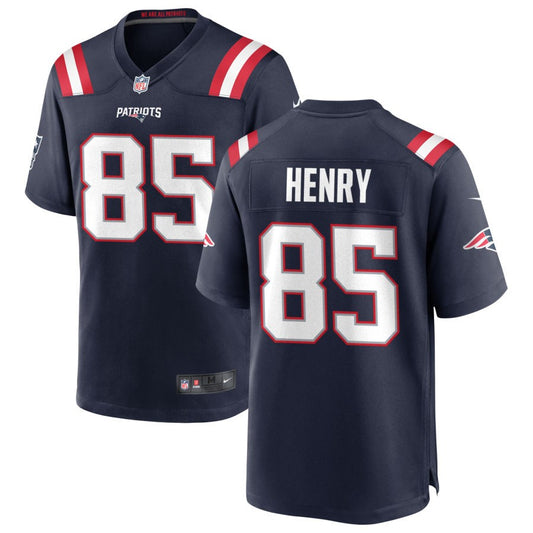 Hunter Henry Men's Nike New England Patriots Navy Custom Game Jersey