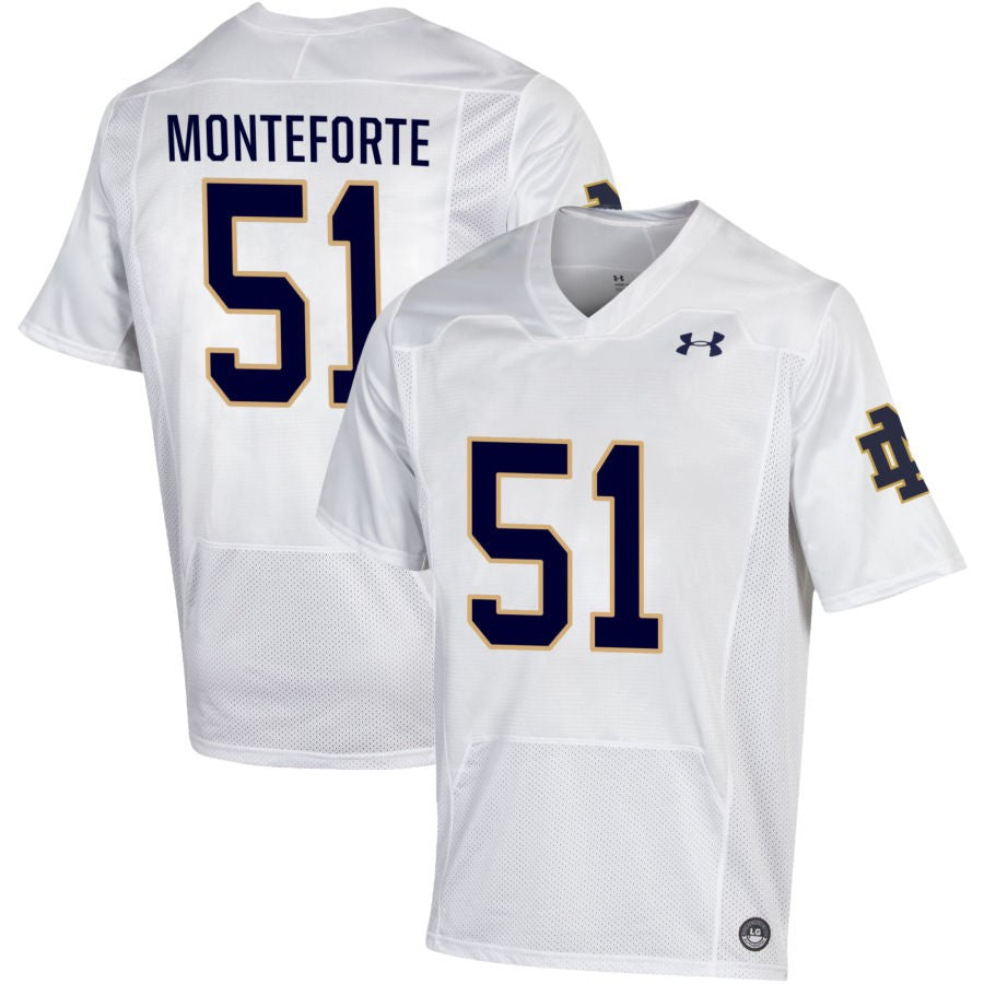 Rino Monteforte Men's Under Armour White Notre Dame Fighting Irish Pick-A-Player NIL Replica Football Jersey