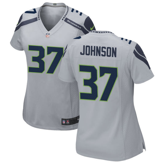 Carlton Johnson Women's Nike Gray Seattle Seahawks Alternate Custom Game Jersey