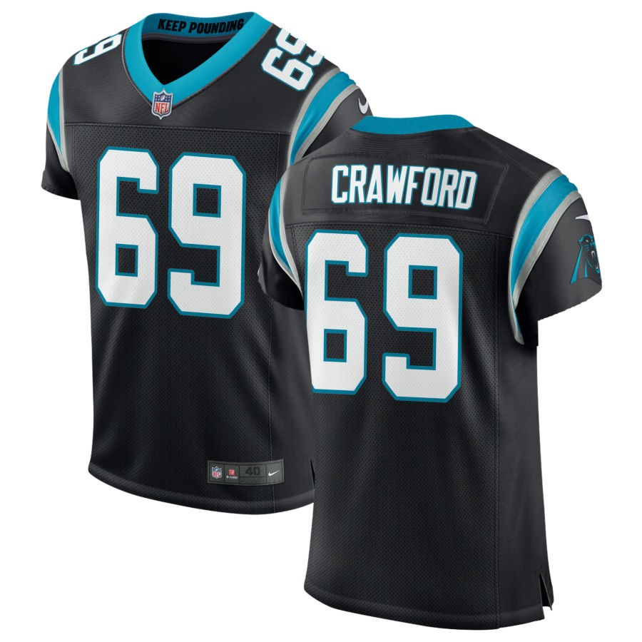 Jeremiah Crawford Men's Nike Black Carolina Panthers Classic Custom Elite Jersey