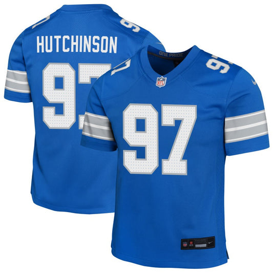 Aidan Hutchinson Youth Nike Blue Detroit Lions Custom Game Jersey