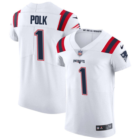 Ja'Lynn Polk Men's Nike White New England Patriots Vapor Elite Custom Jersey