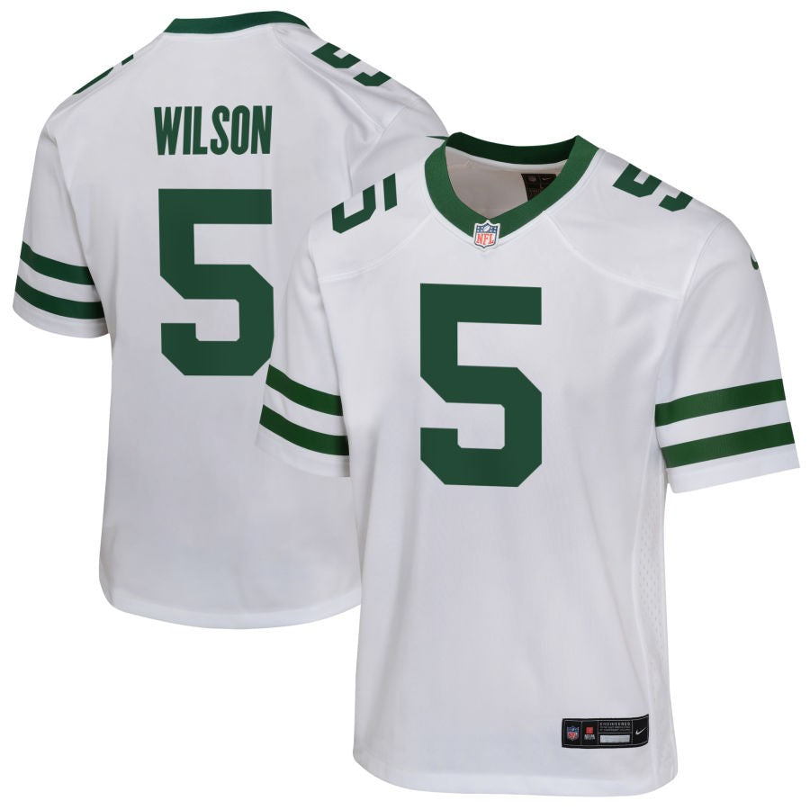 Garrett Wilson Youth Nike  Legacy White New York Jets Custom Game Jersey