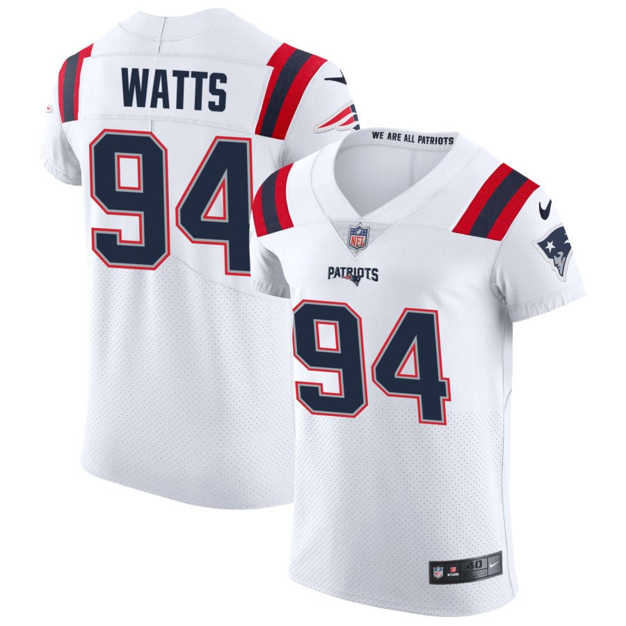 Armon Watts Men's Nike White New England Patriots Vapor Elite Custom Jersey