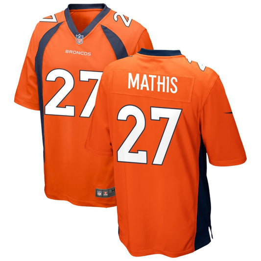 Damarri Mathis Men's Nike Orange Denver Broncos Custom Game Jersey