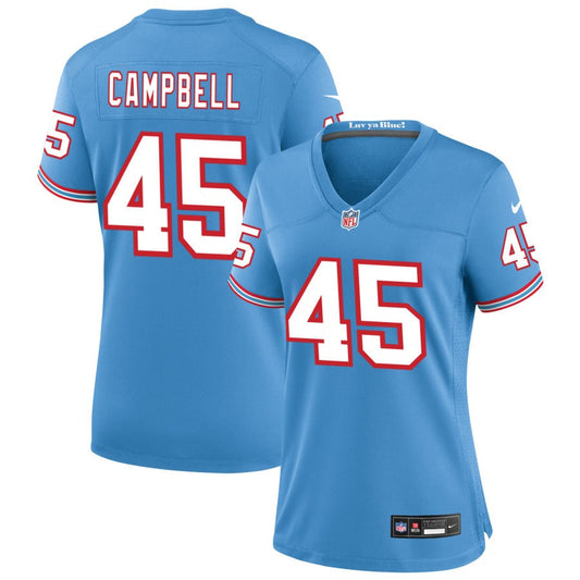 Chance Campbell Women's Nike Light Blue Tennessee Titans Oilers Throwback Custom Game Jersey