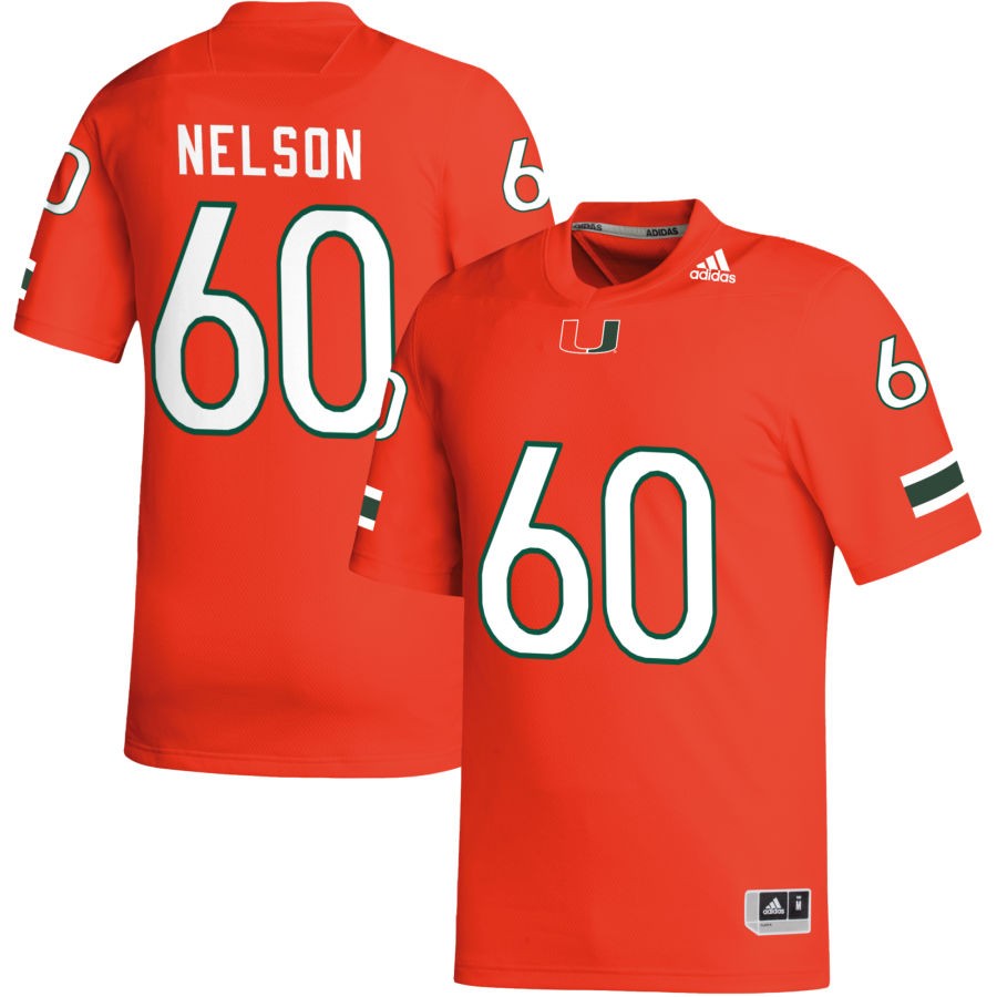 Zion Nelson Men's adidas Orange Miami Hurricanes Pick-A-Player NIL Replica Football Jersey