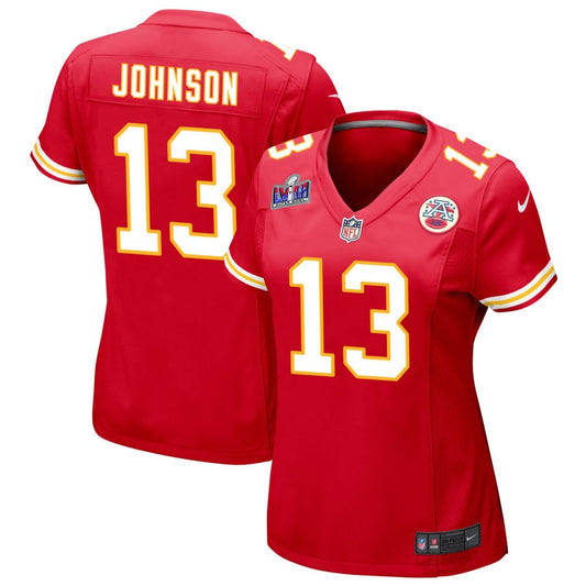 Nazeeh Johnson Women's Nike Red Kansas City Chiefs Super Bowl LVIII Patch Custom Game Jersey