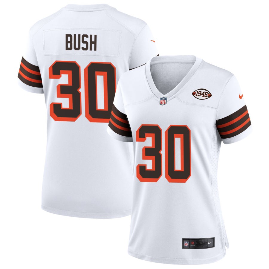 Devin Bush Women's Nike White Cleveland Browns 1946 Collection Alternate Custom Jersey