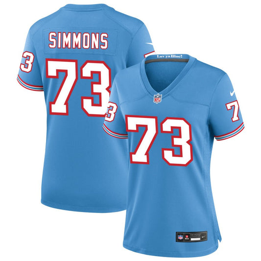 Lachavious Simmons Women's Nike Light Blue Tennessee Titans Oilers Throwback Custom Game Jersey