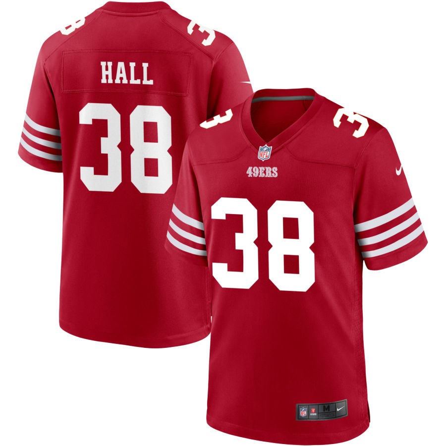 Kemon Hall Men's Nike Scarlet San Francisco 49ers Custom Jersey