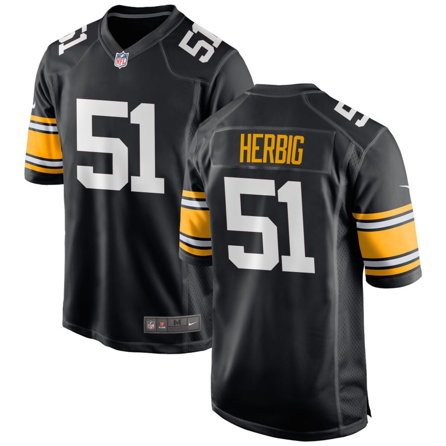 Nick Herbig Men's Nike Black Pittsburgh Steelers Alternate Custom Game Jersey