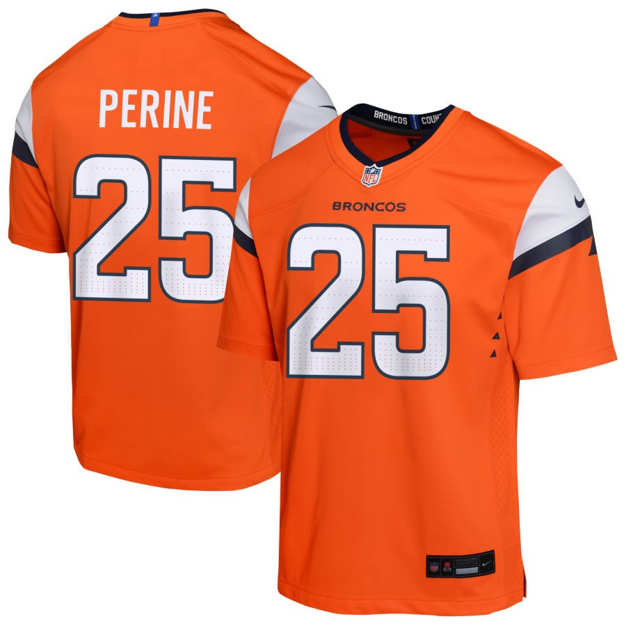 Samaje Perine Youth Nike  Orange Denver Broncos Custom Game Jersey