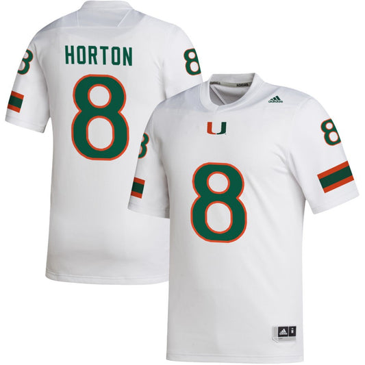 Joshua Horton Men's adidas White Miami Hurricanes Pick-A-Player NIL Replica Football Jersey