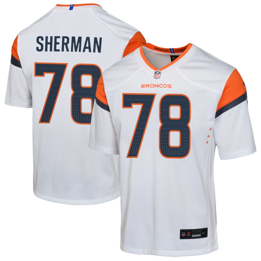 Will Sherman Youth Nike  White Denver Broncos Custom Game Jersey