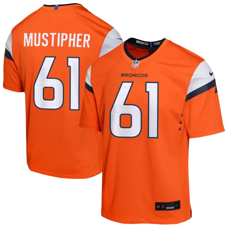 Sam Mustipher Youth Nike  Orange Denver Broncos Custom Game Jersey