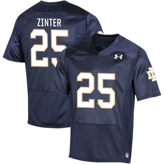 Preston Zinter Men's Under Armour Navy Notre Dame Fighting Irish Pick-A-Player NIL Replica Football Jersey