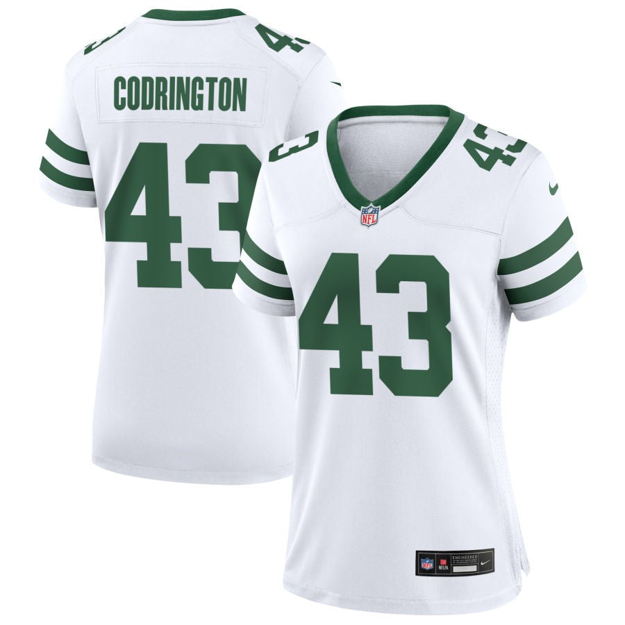 Brandon Codrington Women's Nike  Legacy White New York Jets Custom Game Jersey