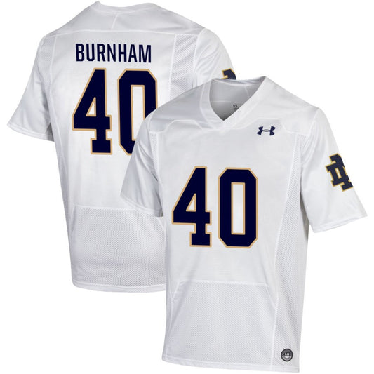 Joshua Burnham Men's Under Armour White Notre Dame Fighting Irish Pick-A-Player NIL Replica Football Jersey