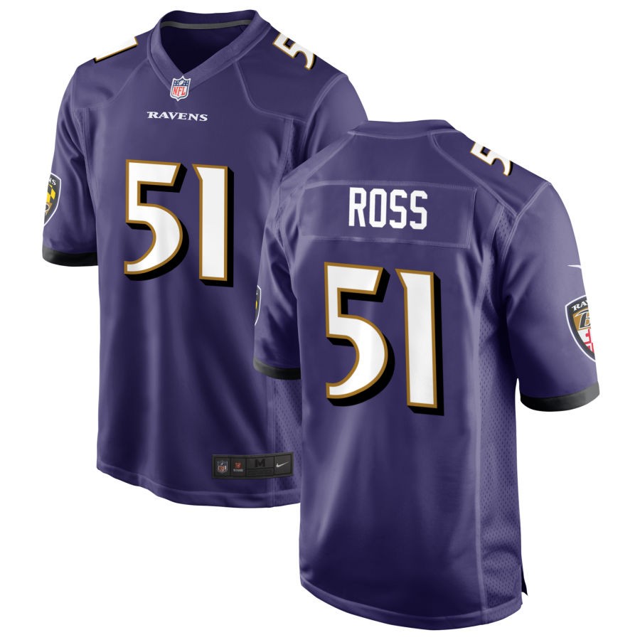 Josh Ross Men's Nike Purple Baltimore Ravens Custom Game Jersey