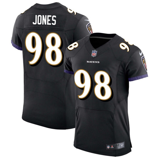 Travis Jones Men's Nike Black Baltimore Ravens Speed Machine Elite Custom Jersey