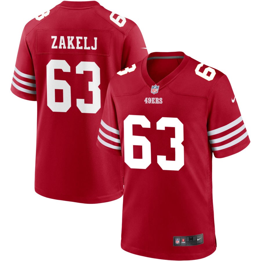 Nick Zakelj Men's Nike Scarlet San Francisco 49ers Custom Jersey
