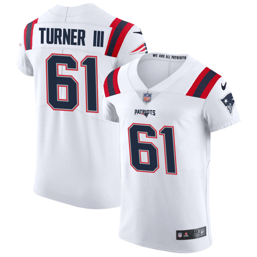 Charles Turner III Men's Nike White New England Patriots Vapor Elite Custom Jersey