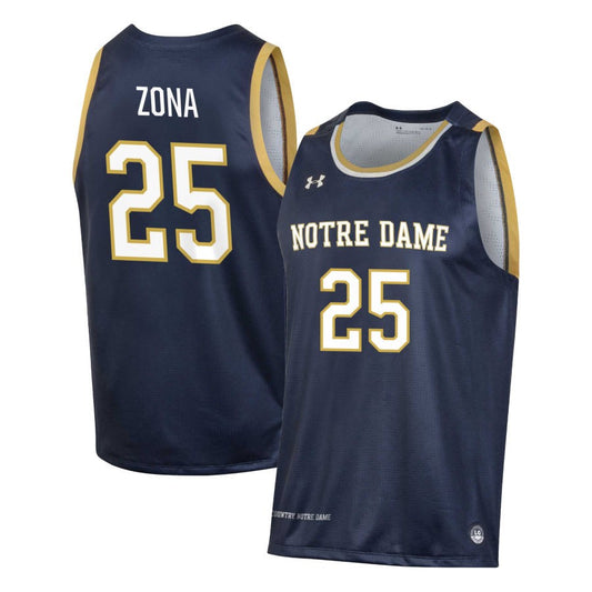 Matt Zona Men's Under Armour Navy Notre Dame Fighting Irish Pick-A-Player NIL Men's Basketball Jersey