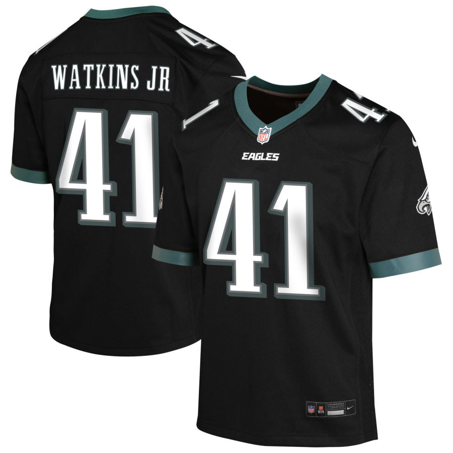 Austin Watkins Jr Youth Nike Black Philadelphia Eagles Alternate Custom Game Jersey