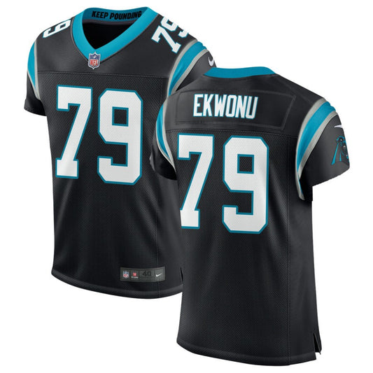 Ikem Ekwonu Men's Nike Black Carolina Panthers Classic Custom Elite Jersey